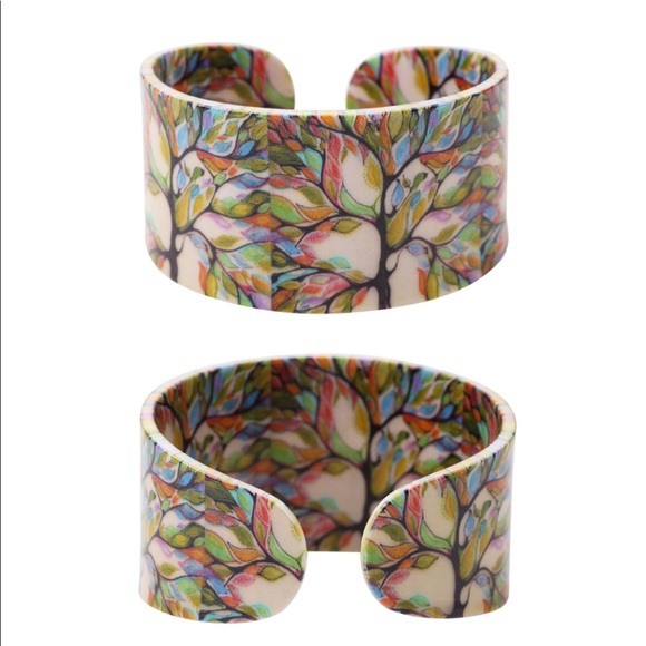 NEW Tree of Life Adjustable Acrylic Bangle Cuff - Picture 3 of 13